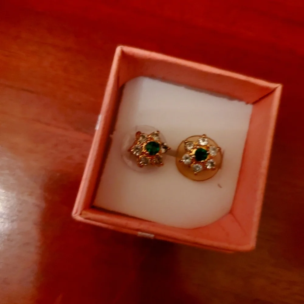 Emerald and CZ Earrings
